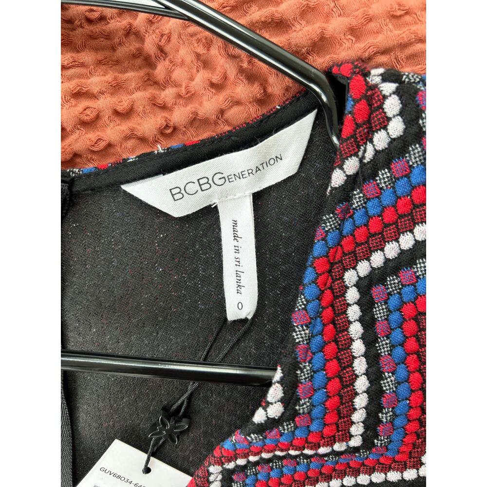 BCBG | BCBGeneration | Red Multicolor Fit and Flare Dress | Size 0 - Picture 5 of 7